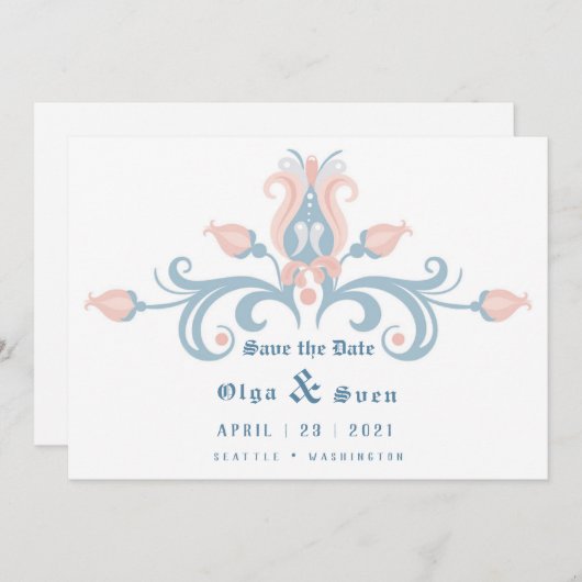 Scandinavisch volk save the date (Voorkant / Achterkant)