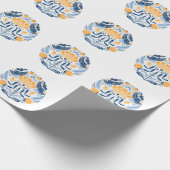 Scandinavisch Volkskunst Bloemen Ornament Cadeaupapier (Hoek)