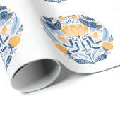 Scandinavisch Volkskunst Bloemen Ornament Cadeaupapier (Rol Hoek)