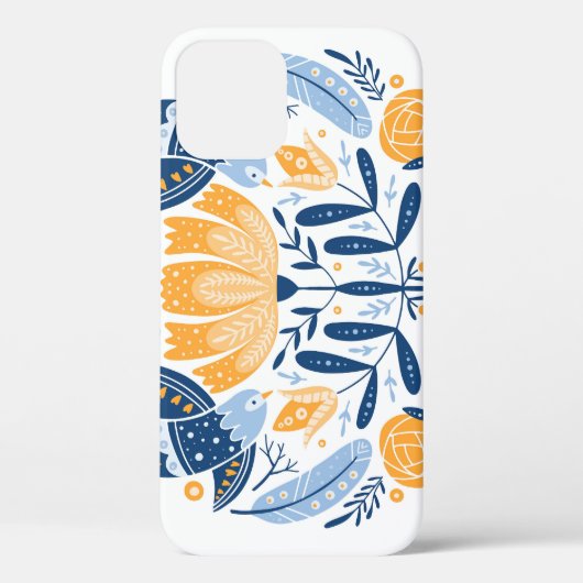Scandinavisch Volkskunst Bloemen Ornament Case-Mate iPhone Case (Achterkant)