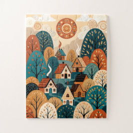 Scandinavisch Volkskunst Dorp - Herfstheuvels & Co Legpuzzel