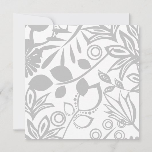 Scandinavisch winter blauw bloemenpatroon bruiloft kaart (Achterkant)