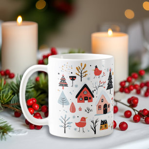 Scandinavisch winterlandschap Kerstvakantie Koffiemok