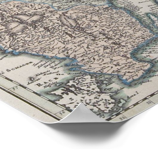 Scandinavische Antiek kaart Poster (Hoek)