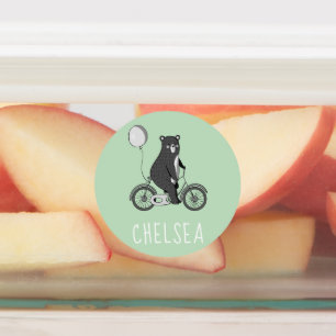 Scandinavische Beer op Bike-minimalistisch Groen Labels