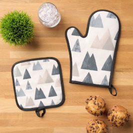 Scandinavische bergtoppen ovenwant & pannenlap set