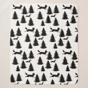Scandinavische blauwe konijnenboom (zwarte kerstbo sherpa deken