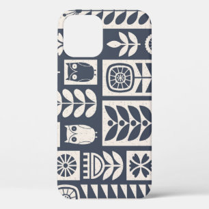 Scandinavische bloemen: wit, blauw, minimalistisch iPhone 12 hoesje