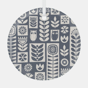 Scandinavische bloemen: wit, blauw, minimalistisch glas ornament
