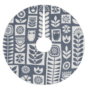 Scandinavische bloemen: wit, blauw, minimalistisch kerstboom rok