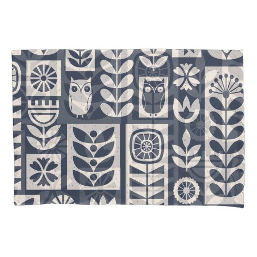 Scandinavische bloemen: wit, blauw, minimalistisch kussensloop (Voorkant)