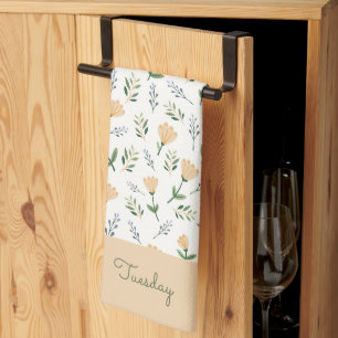 Scandinavische bloemendag van de week theedoek