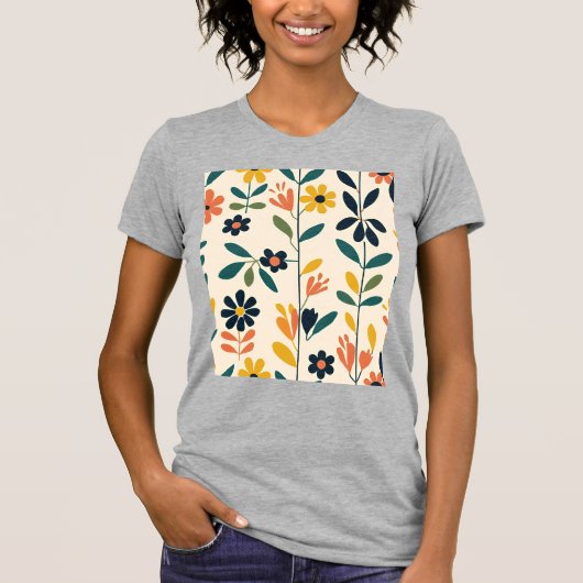 Scandinavische Bloemige Harmonie T-shirt (Voorkant)