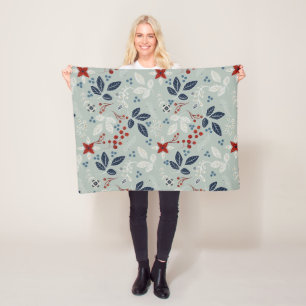 Scandinavische bloemrijke volks kunst naadloos pat fleece deken