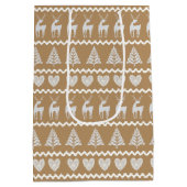 Scandinavische blokdruk Kerstmis Medium Cadeauzakje (Achterkant)