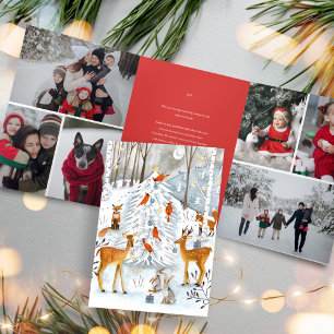 Scandinavische bosdieren Kerstvakantie Drieluik Uitnodiging