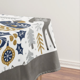 Scandinavische bosdieren sneeuwvlokken Kerstmis Tafelkleed