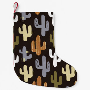 Scandinavische cactussen,  naadloze achtergrond. kleine kerstsok