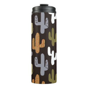 Scandinavische cactussen,  naadloze achtergrond. thermosbeker
