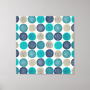 Scandinavische cirkel Stippen Mandala Pattern 1 Canvas Afdruk