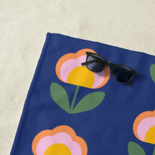 Scandinavische Deense Folk Flower Pattern (blauw) Strandlaken