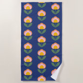 Scandinavische Deense Folk Flower Pattern (blauw) Strandlaken (Voorkant)