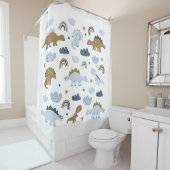 Scandinavische dinosaurussen, sterren, regenbogen douchegordijn (In situ)