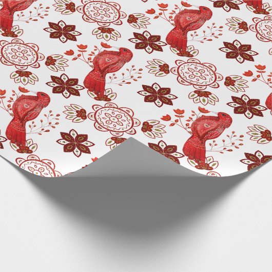 Scandinavische duif en caleidoscoop patroon cadeaupapier (Hoek)