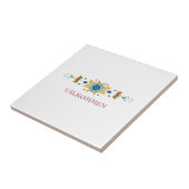 Scandinavische Floral Border Tegeltje (Zijkant)