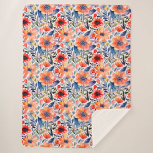 Scandinavische Floral Sherpa Blanket Sherpa Deken