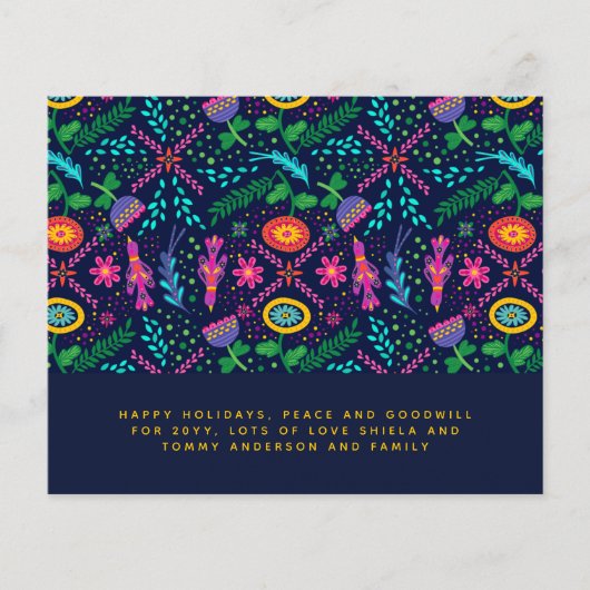 Scandinavische folk Art Birds Flowers jaarbrief (Voorkant)