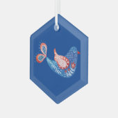 Scandinavische Folk Art Blue Bird Ornament (Voorkant links)