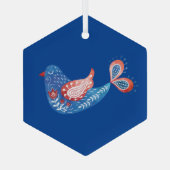 Scandinavische Folk Art Blue Bird Ornament (Achterkant)