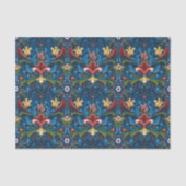 Scandinavische Folk Art Blue Red Floral Pattern Tissuepapier (Voorkant)