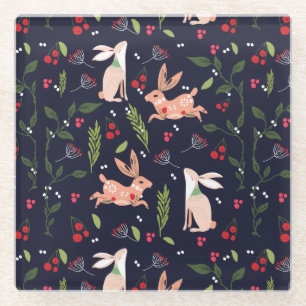 Scandinavische Folk Art Bunnies Glazen Onderzetter
