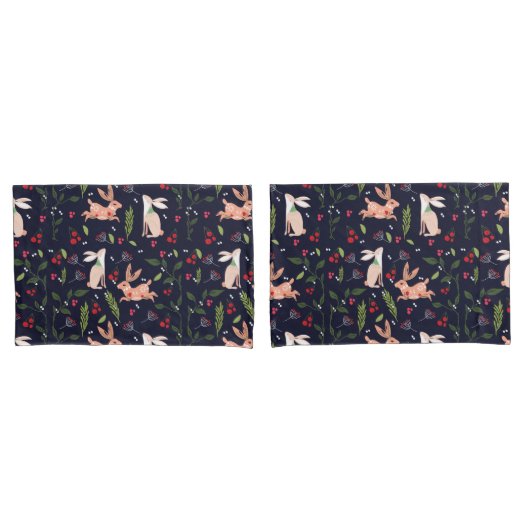 Scandinavische Folk Art Bunnies Kussensloop (Voorkant-Set)