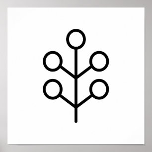 Scandinavische Folk Art Minimalist Illustration Poster