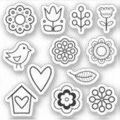 Scandinavische Folk Art Minimalist Illustration Sticker (Voorkant)