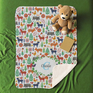 Scandinavische Folk Art Monogram Patroon Boho Mode Sherpa Deken