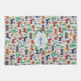 Scandinavische Folk Art Monogram Patroon Boho Mode Theedoek