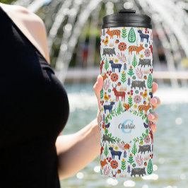 Scandinavische Folk Art Monogram Patroon Boho Mode Thermosbeker