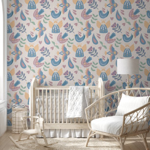 Scandinavische Folk Art Nursery Behang