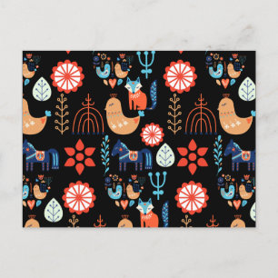 Scandinavische Folk Art Scandinavische minimalisti Briefkaart