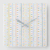 Scandinavische Folk Art Square Wall Clock Vierkante Klok (Voorkant)