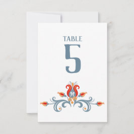 Scandinavische Folk Art Velkommen Table Number 3.5 Kaart