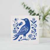 Scandinavische Folk Bird Art Kaart (Staand voorkant)