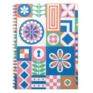 Scandinavische folk bloemig Abstract patroon Notitieboek