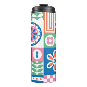 Scandinavische folk bloemig Abstract patroon Thermosbeker