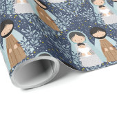 Scandinavische folk kerststal cadeaupapier (Rol Hoek)