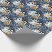 Scandinavische folk kerststal cadeaupapier (Hoek)